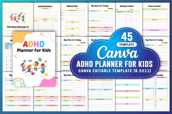 Download ADHD Planner for Kids Canva KDP - Kids Collection