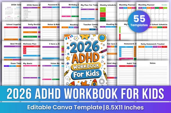 Download 2026 ADHD Workbook for Kids Canva Kdp - Kids Collection