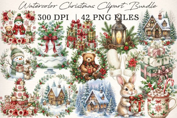 Download Watercolor Christmas Clipart Bundle - Premium Resources