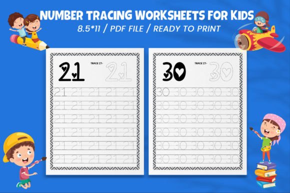 Download 21-30 Number Tracing Worksheet for Kids - Kids Collection
