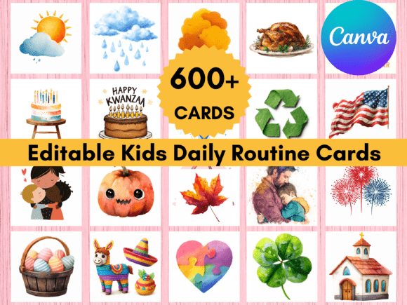 Download 600 Editable Kids Daily Routine Cards - Kids Collection