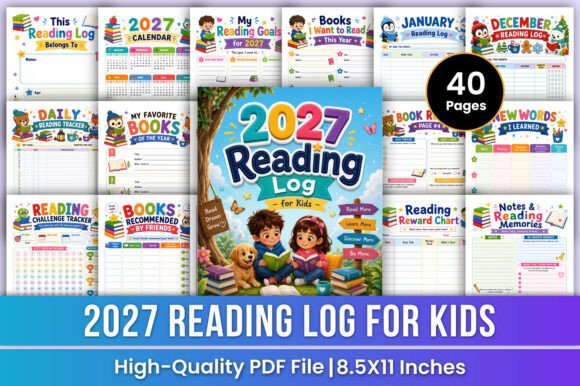 Download 2027 Reading Log for Kids | Tracker Kdp - Kids Collection