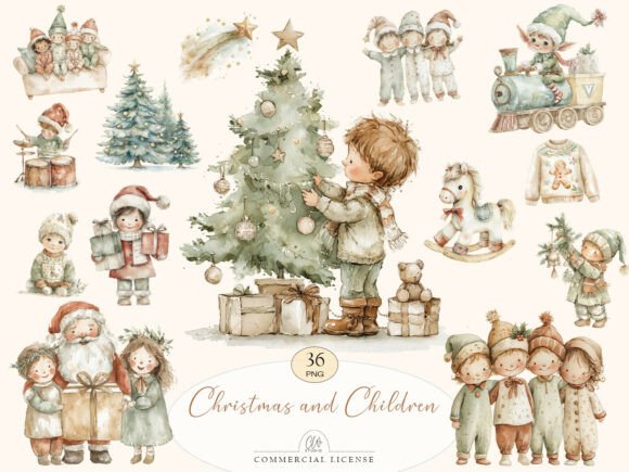 Download 36 PNG Christmas and Children Clipart - Premium Bundle