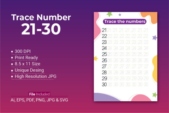 Download About Number Trace 21-30 for Kids - Kids Collection