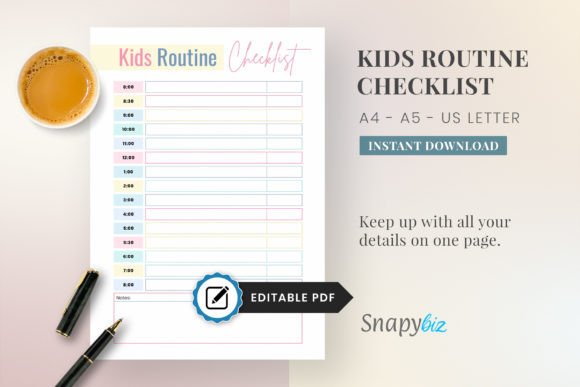 Download Editable Kids Daily Routine Checklist - Kids Collection